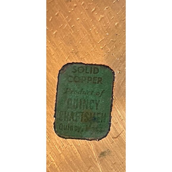 Made in USA Vintage Copper Covered Dish Round by Quincy Craftsmen  Marked 7" - Picture 12 of 12